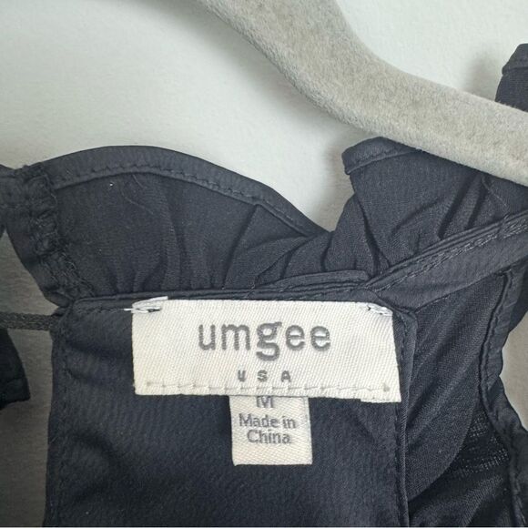 UMGEE | Ruffle Detail Cold Shoulder Black Mini Dress Women’s Size Medium - Picture 5 of 8